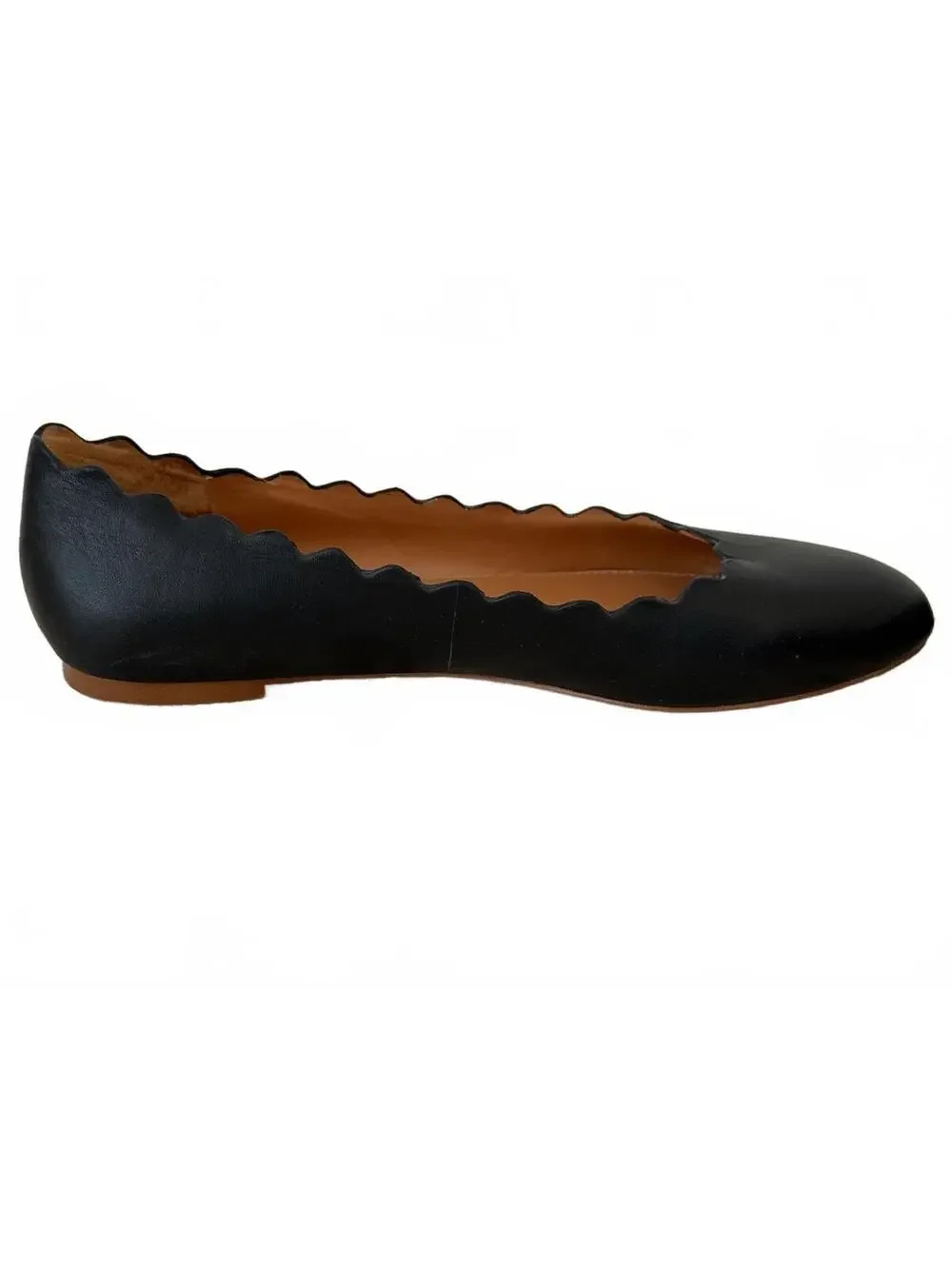 J.Crew Black Leather Scalloped Edge Ballet Flats Size 9.5